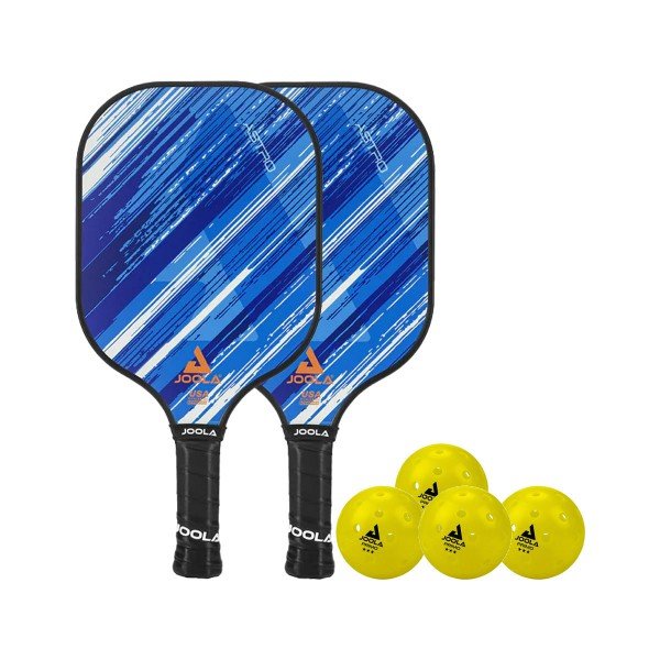 JOOLA Pickleball Set 2x Astro Pickelball Paddle + 4er Primo Pickleball Balls